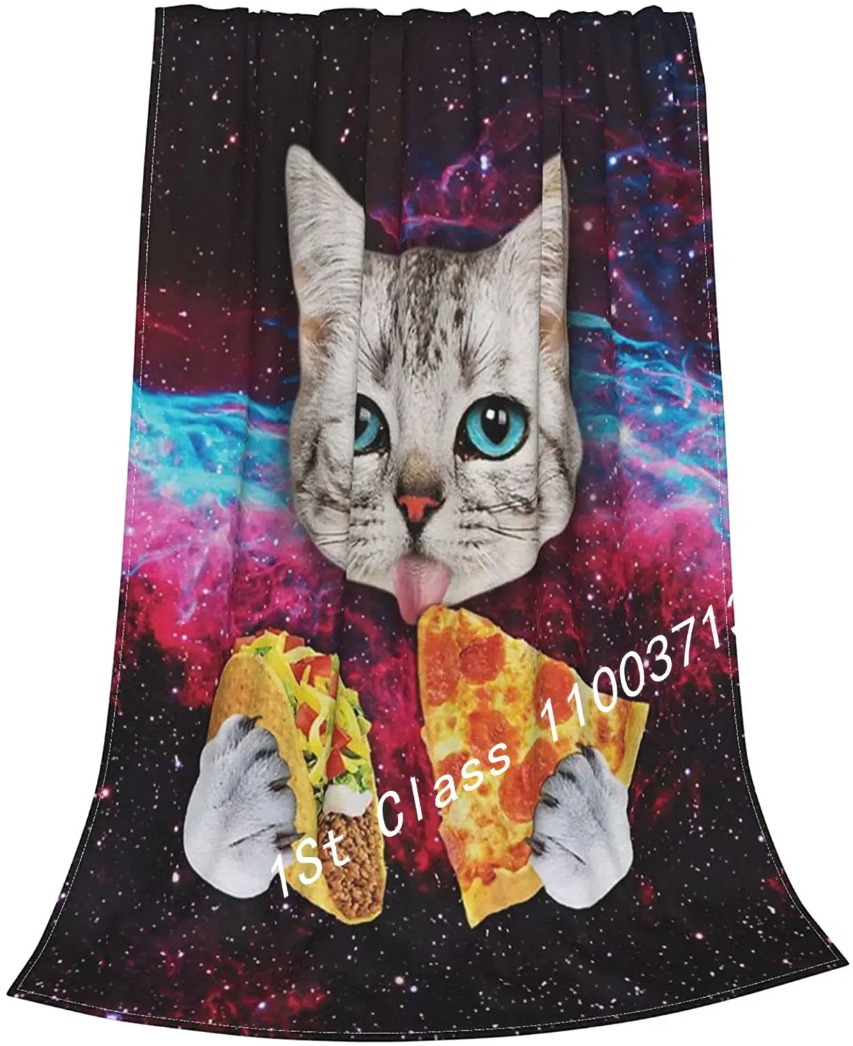 

Starry Cat Eat Pizza Throw Blanket for Couch Soft Plush Flannel Fleece Bed Blankets Cozy Sofa Warm Lightweight Adults