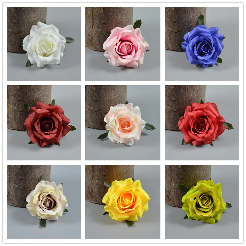 

5pcs 7cm 14colors Artificial Rose Silk Flower Heads For diy Wedding Wall Arch Home Party Decorative Flowers Banquet Decoration