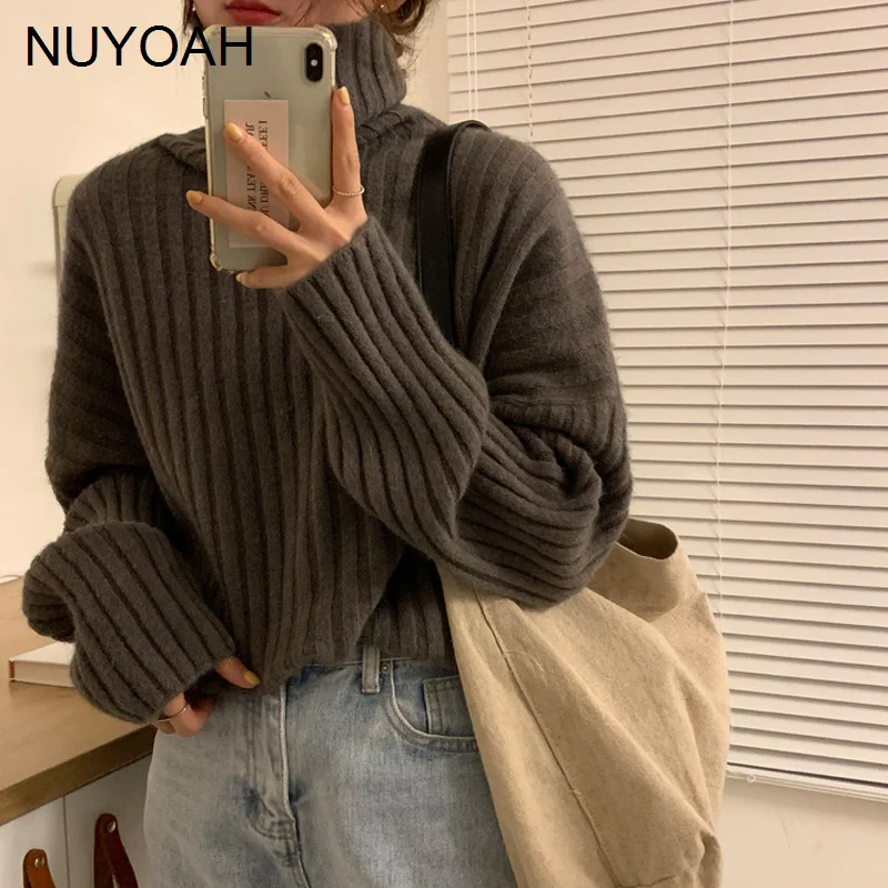 

Свободная верхняя одежда пуловер с высоким воротником утепленный свитер женский осенне-зимний тонкий модный свитер для ленивых