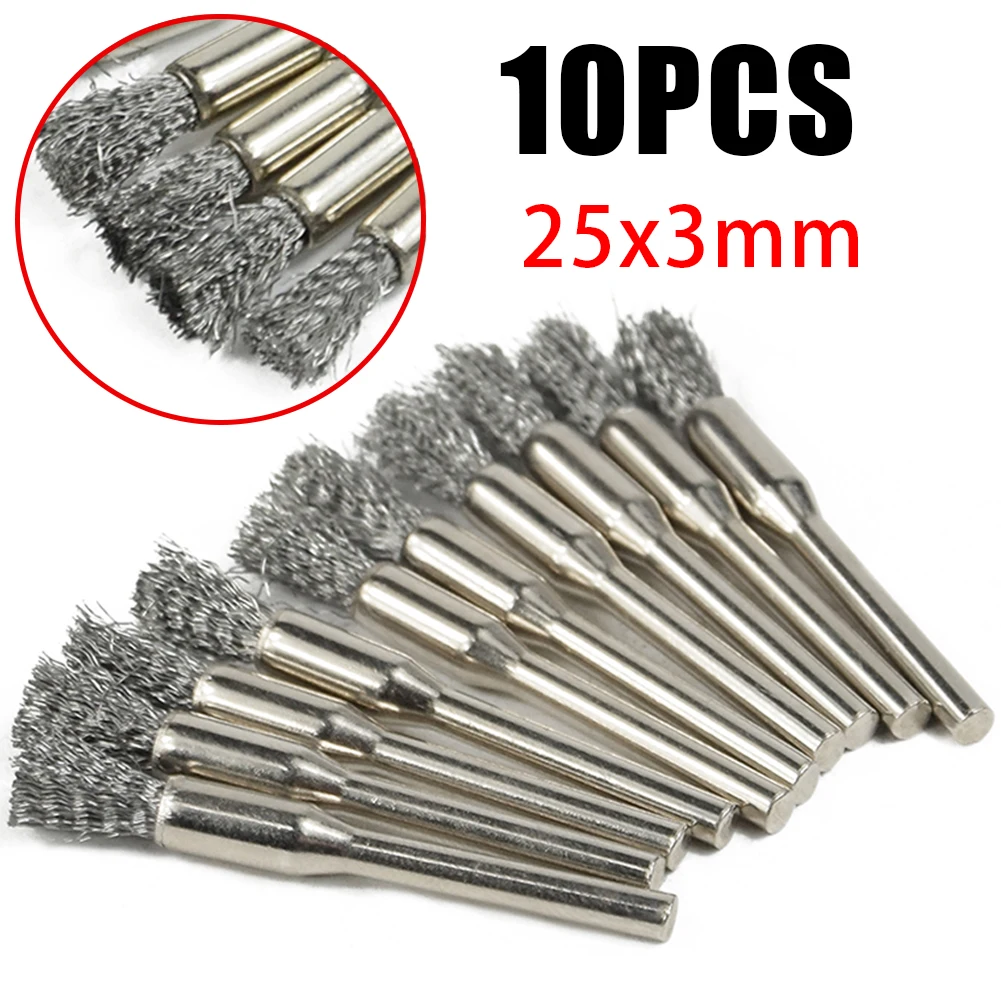 

10PCS Steel Wire Wheel Brushes Set 3.0mm Shank Wire Brush For Rotary Tool Metalwokring Polishing Tool Abrasive Tool Brush
