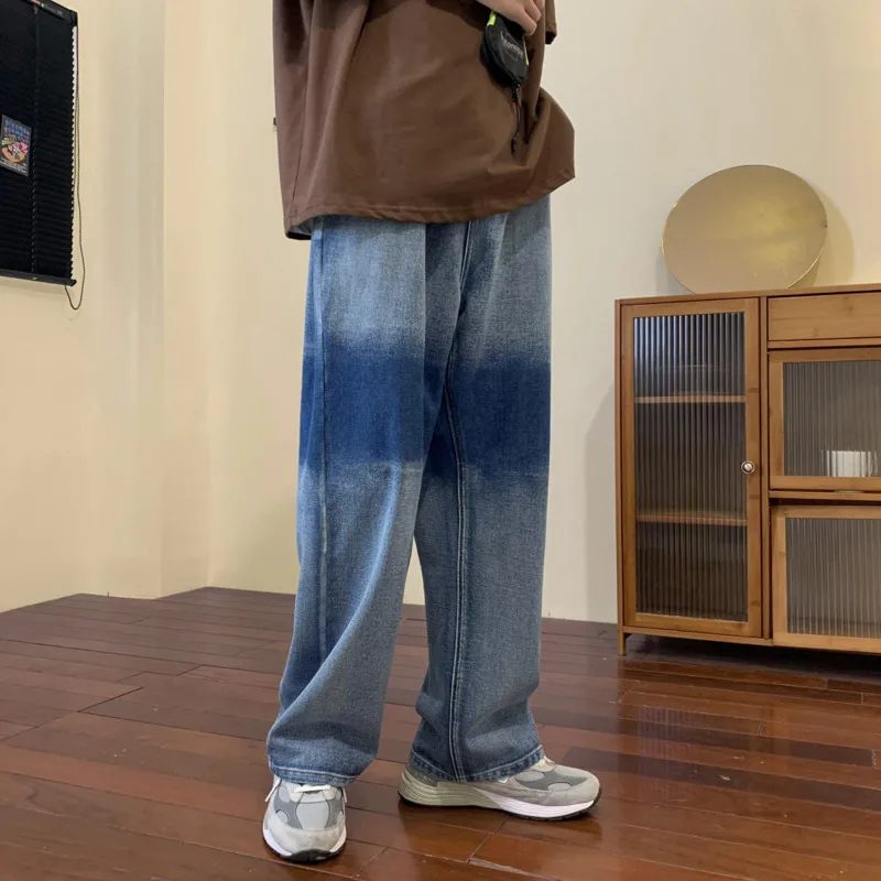 Blue/Black Baggy Jeans Men Fashion Casual Wide Leg Jeans Men Streetwear Loose Hip Hop Straight Denim Pants Mens Trousers M-2XL