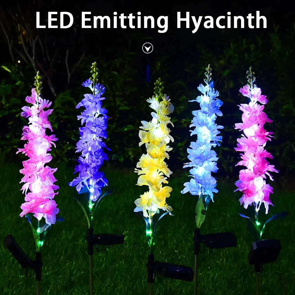 

2Pack Solar Garden Lights Hyacinth Flowers Lights 2 Lighting Modes Waterproof Solar Powered Landscape Lamp For Yard Garden Patio