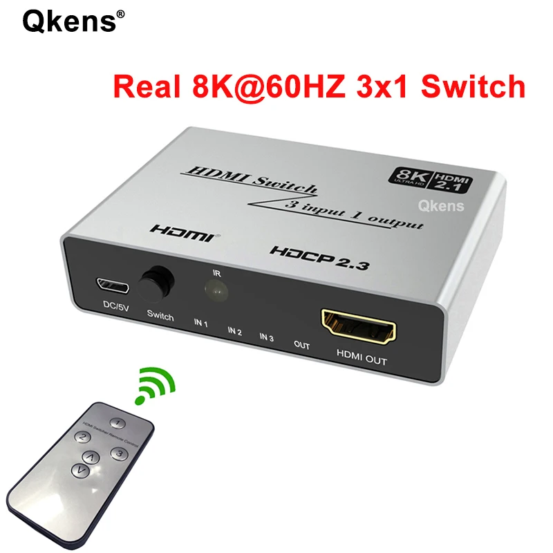 

Ultra HD 8K Switcher HDMI 2.1 2 In 1 Out 4K@120Hz 3x1 HDMI Switch 2x1 Switch with IR Remote for PS4/5 PC To TV Monitor Projector