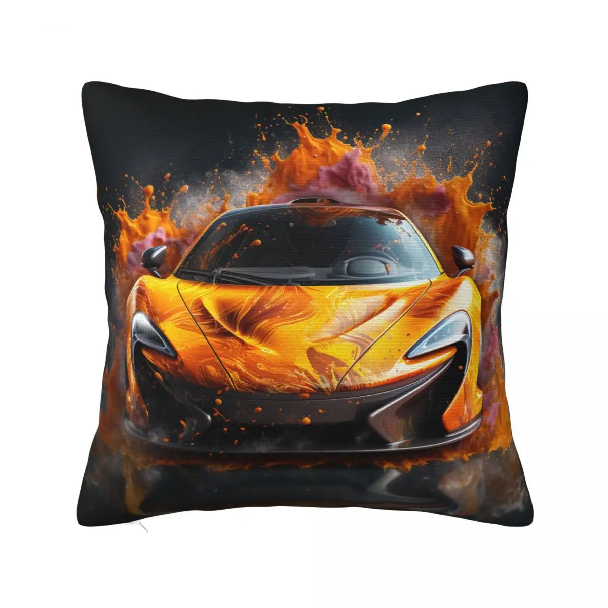 

Powerful Sports Car Pillow Case Liquid Splash Explosion Vintage Polyester Pillowcase Bedroom Zipper Spring Cover