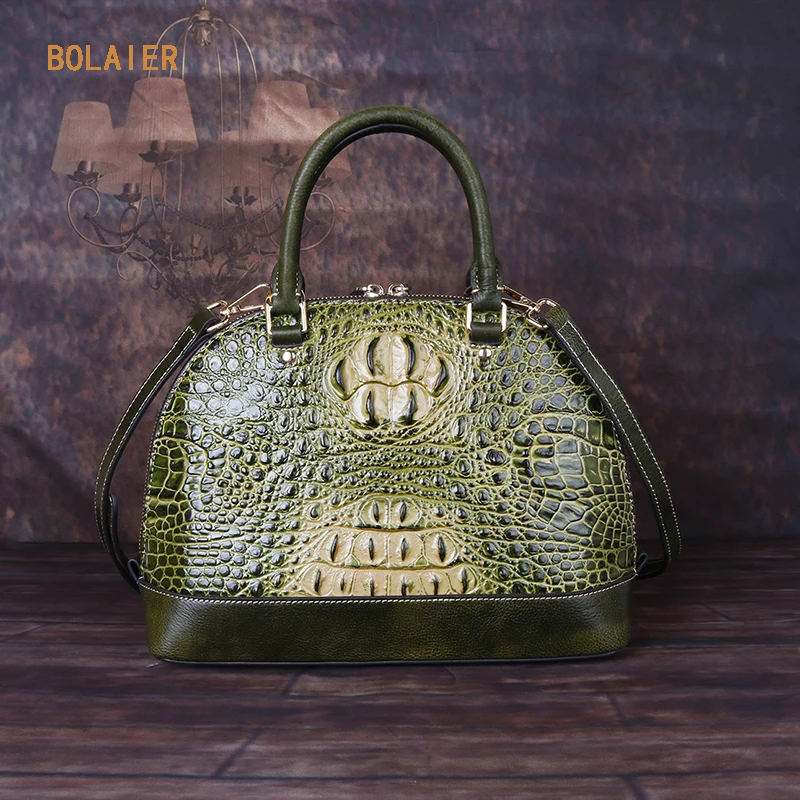 

BOLAIER Hand-embossed Crocodile-print Shoulder Bag Luxury Handbags Casual High-quality First Layer Cowhide Shell Messenger Bag