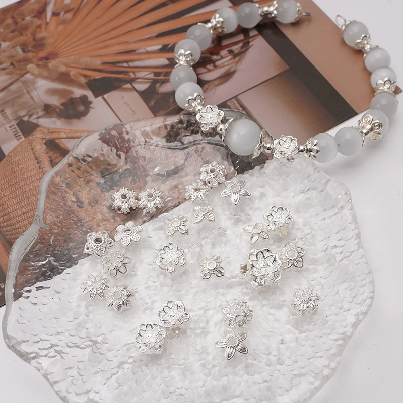 7/8/10 мм серебряный цвет цветок лотоса сплав колпачки для бусин свободные