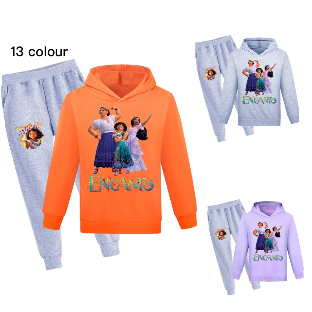 

New Movie Encanto Cartoon Casual Sports Suit Long-sleeved Hoodie And Pants 2-piece Set Spring Boys And Girls Clothes