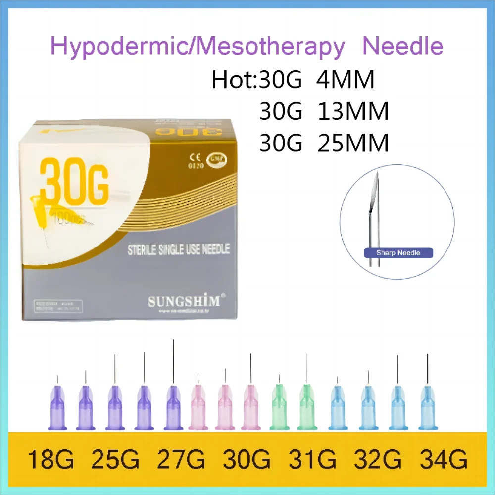 Mesotherapy Needle Disposable Plastic Medical Needle 30G 34G 4MM   Sterile Micro Hypodermic Painless Small Needle Surgical Tool