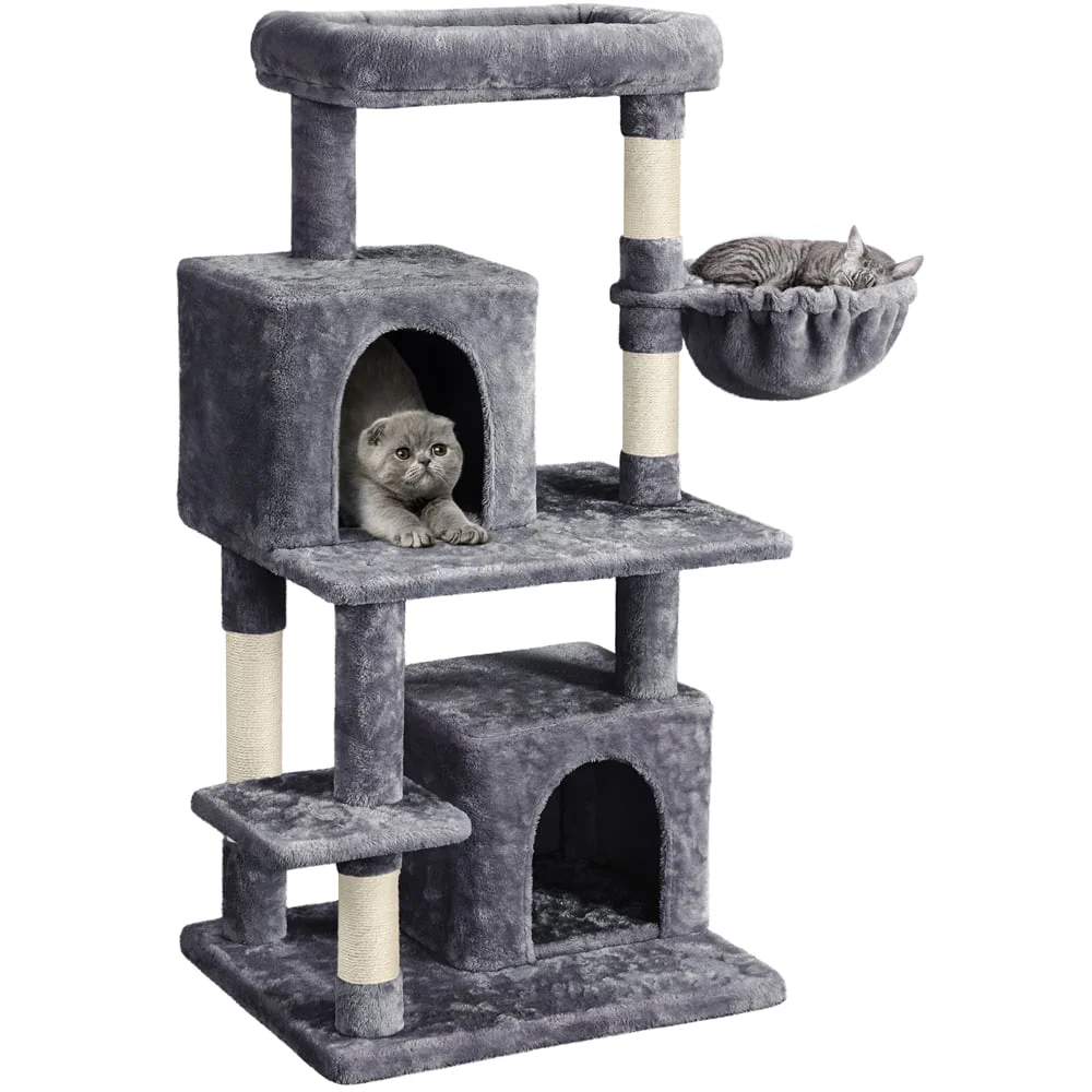 

Многоуровневая башня для кошачьего дерева со стойкой корзиной, темно-серая, 46,5 дюйма H, принадлежности для кошек, стойки для скалолазания для кошек