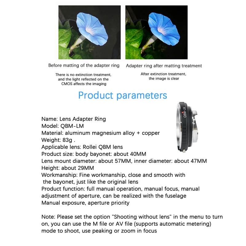 LICG QBM-LM Lens Adapter Ring For ROLLEI Rollei QBM To Leica