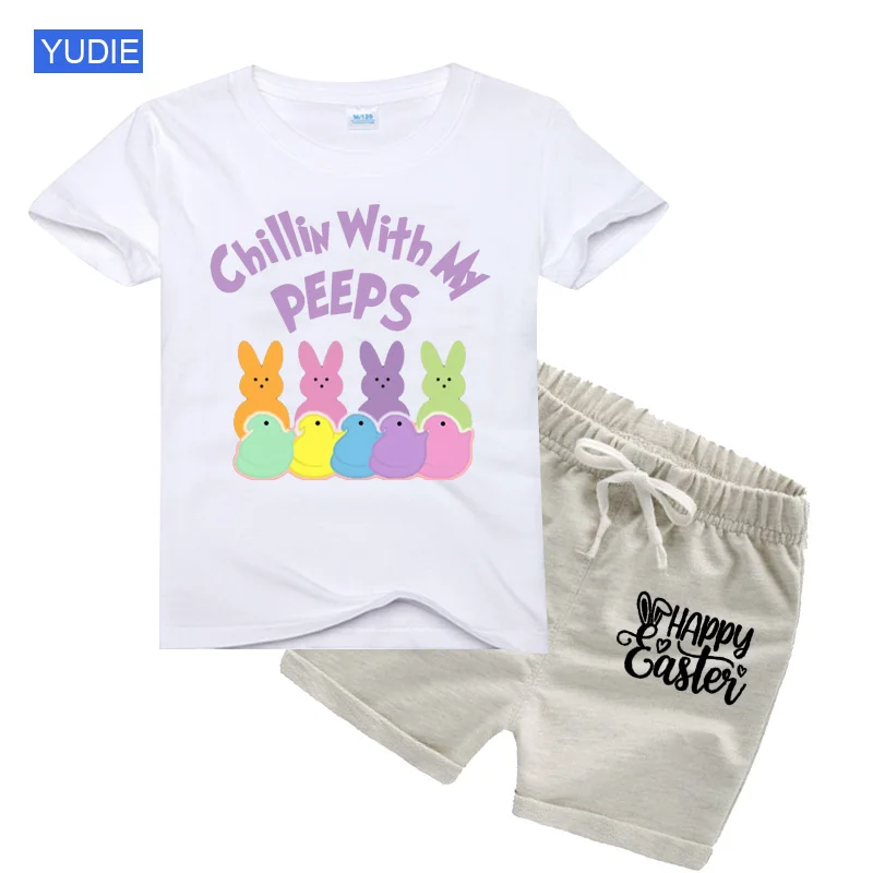 

2022 Summer Infant Easter Baby Boy Clothes Children Clothing Set for Girl Kids T-Shirt Shorts 2PCS Outfits Cotton Casual Clothes