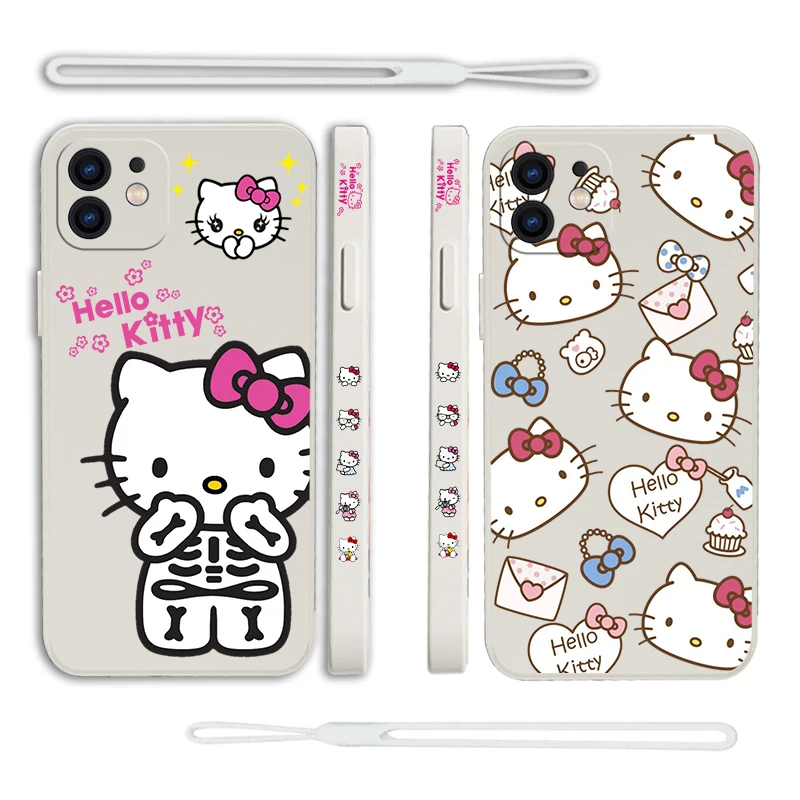 

Sanrio HelloKitty Phone Case For Samsung Galaxy S22 S21 S20 Ultra Plus FE S10 S9 S10E Note 20 ultra 10 9 Plus with Hand Strap