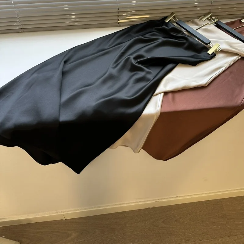 Летняя Новинка юбка-годе из искусственного атласа средней длины облегающая с