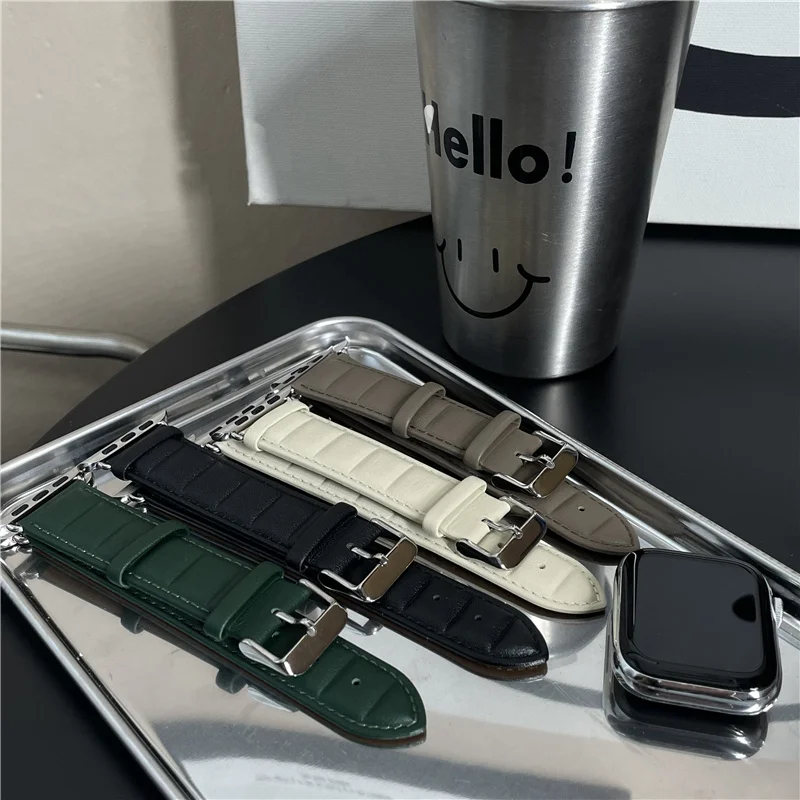 

Korea Down Jacket Leather Strap Compatible For Apple Watch 41mm 45mm 38 40 42 44mm Correa Watchband For Iwatch 8 7 6 5 4 SE Band