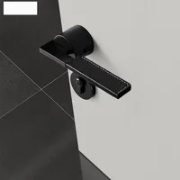 Leather Door Lock Leather Door Handle, Minimalist Light Luxury Interior Mute Black Nickel Split Lock