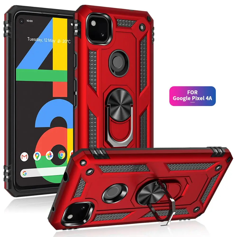 

For Google Pixel 4A 5 5A 6 Pro 4 XL 3A XL Car Magnetic Ring Armor Shockproof Case for Google Pixel 4A 5G Stand Holder Back Cover