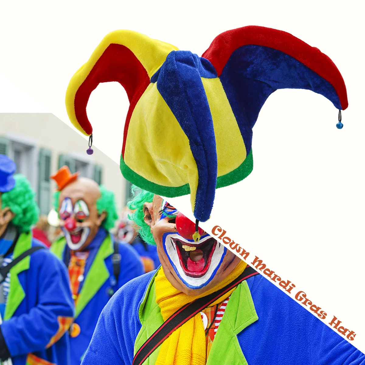 

Multicolor Funny 3 Peak Para Hombres Clown Hat Boy Dress Clothes for Carnival Parade Festival Celebration