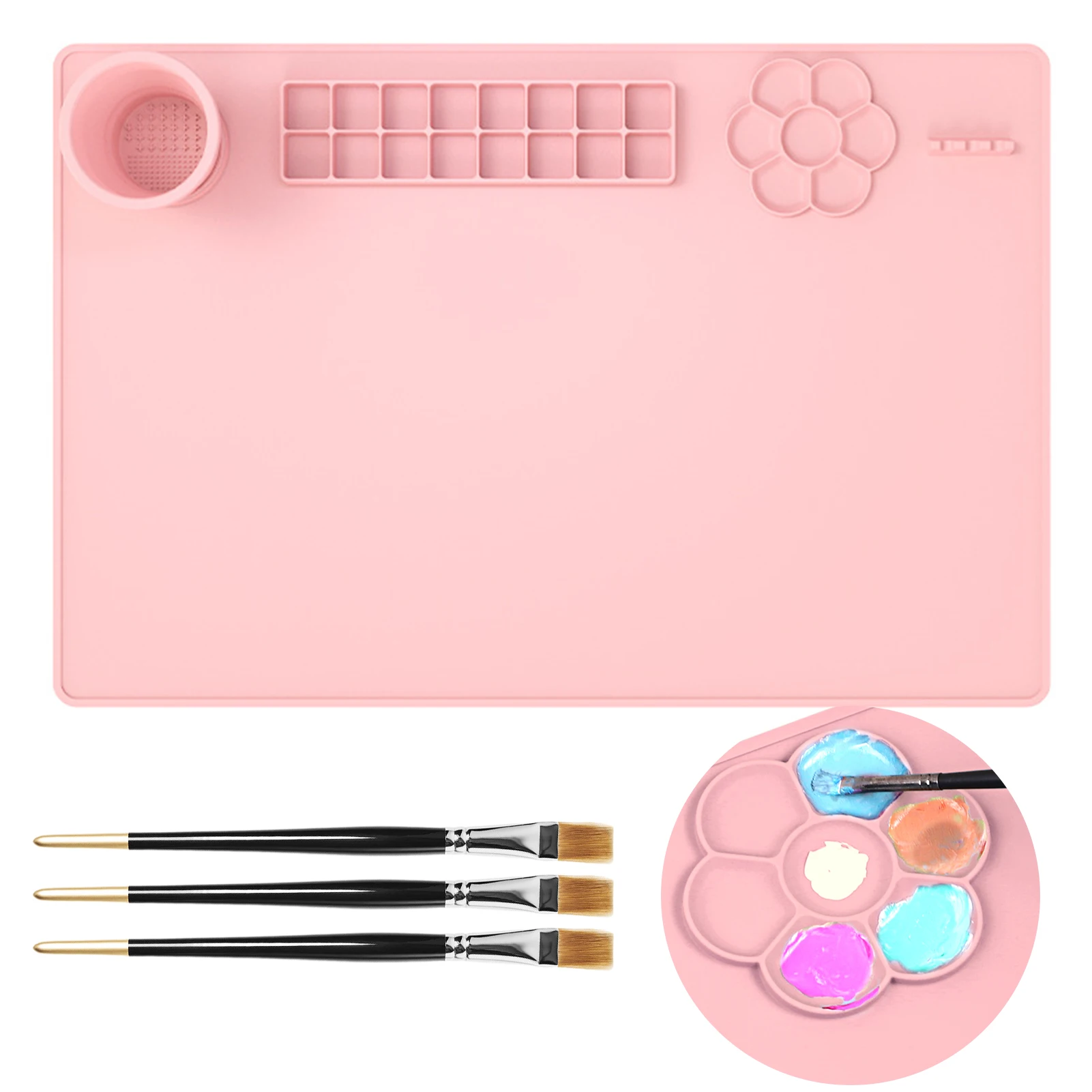 

Non Stick Foldable For Kids Art Craft Clay Soft Pen Holder Silicone Painting Mat Washable DIY Creations With Cup Waterproof