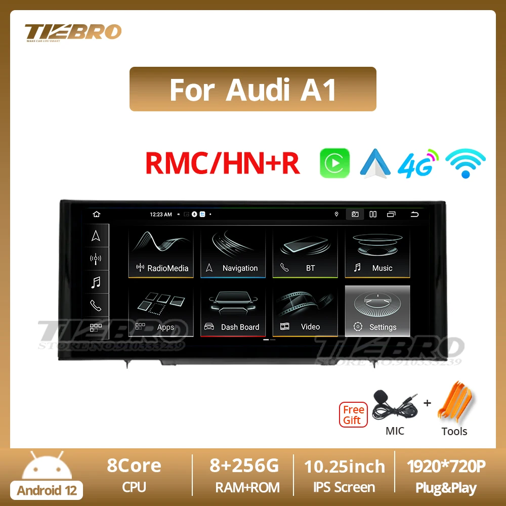 

Автомагнитола TIEBRO, 10,25 дюйма, Android 12, для Audi A1 LHD 2012-2018 RMC HN + R, мультимедийный плеер Carplay, автоголовное устройство, GPS, Bluetooth, DSP