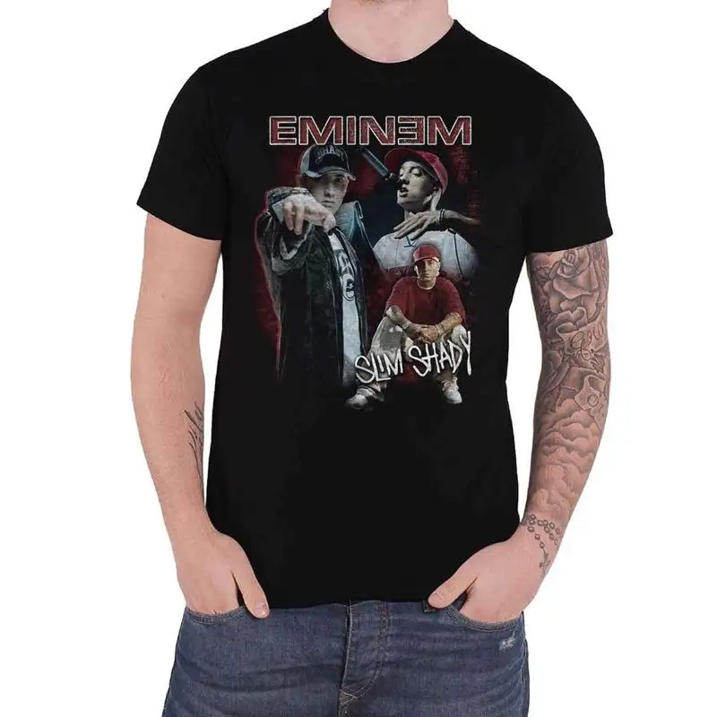 Фото Футболка Eminem Shady Homage Slim Shady Logo, новая официальная мужская черная футболка №1