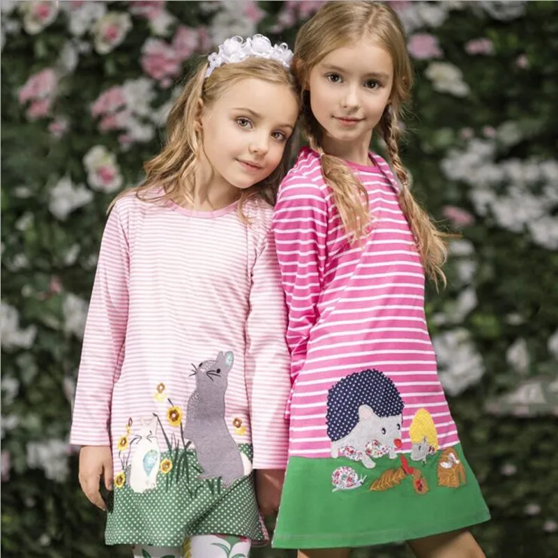 

Girls Dresses Tunic Bird Applique Robe Fille Princesse Girls Costumes Children Dress Long Sleeve Jersey for Girls Kids Dress