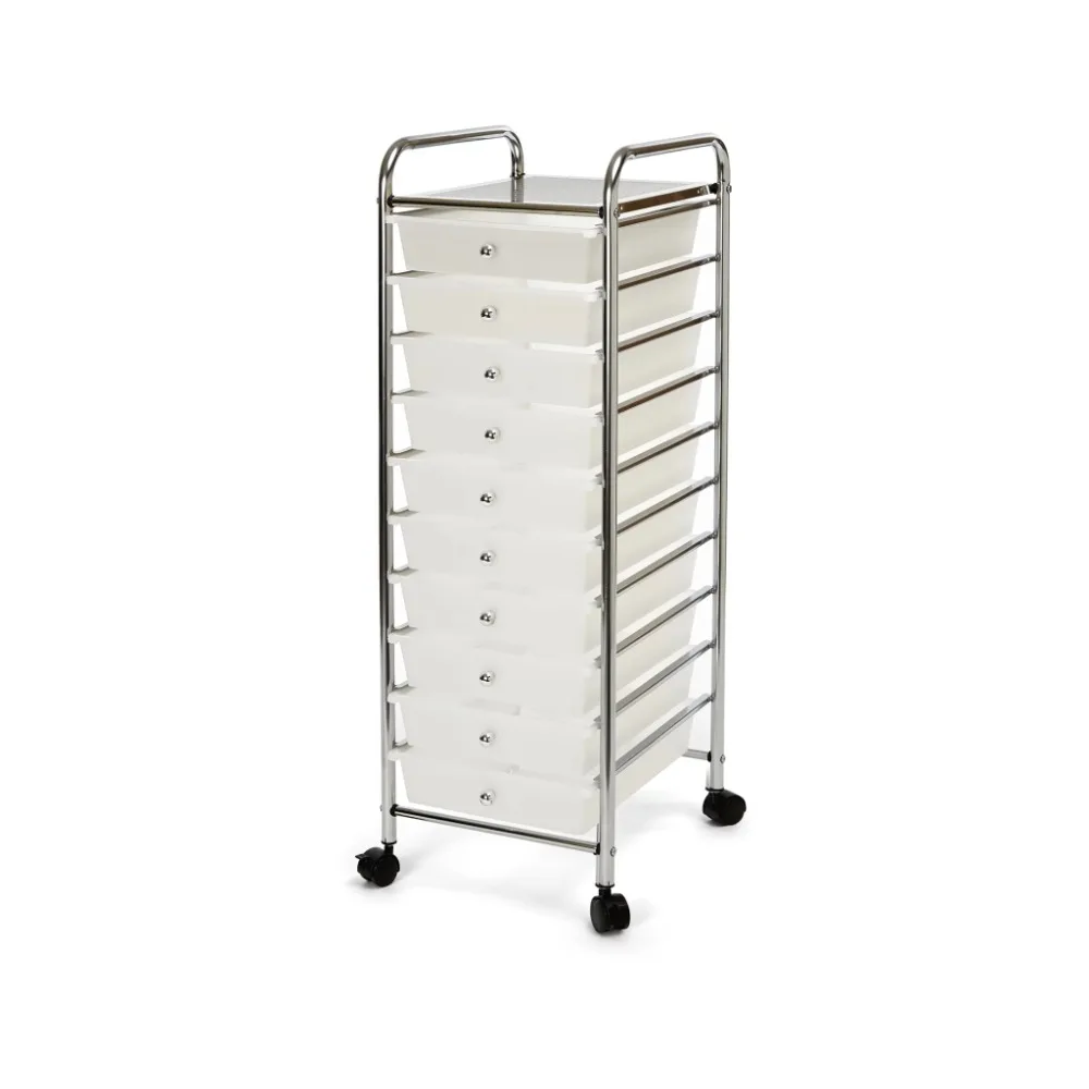 

Seville Classics 10-Drawer Organizer Cart, Frost White, 15.5" W x 15.4" D x 38.2" H