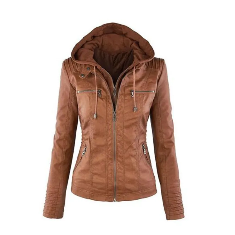 

Faux Leather Jacket Women Basic Jacket Coat Female Winter Motorcycle Jacket Faux Leather Suede PU Zipper Hoodies Outerwear