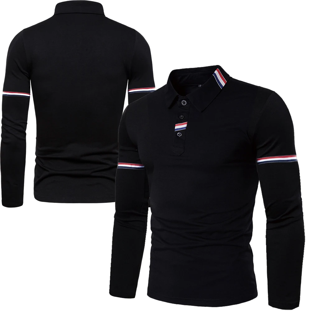 

2023 Young Autumn Bottom Polo Shirt Men's Long Sleeve T-shirt Loose Polo Neck Solid Color Top Business Men's Shirt