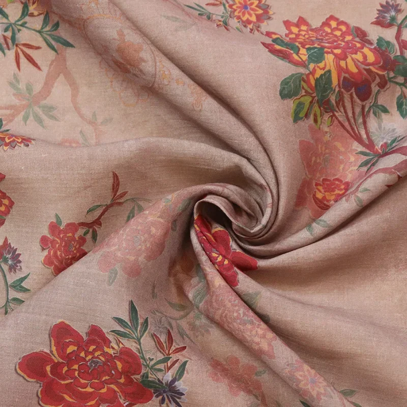 50X140 см Цветочная Высококачественная льняная ткань из натурального чистого рами