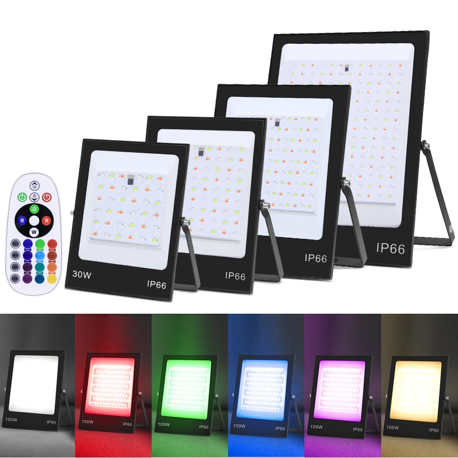 

Ультратонкий RGB Светодиодный отражатель с дистанционным управлением 30 Вт 50 Вт 100 Вт 200 Вт, водонепроницаемый садовый светильник, светодиодны...