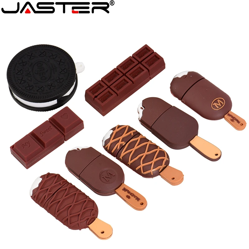 JASTER Ice Cream USB Flash Drives 64GB Chocolate Pen Drive 32GB Creative Gift for Children Memory Stick 16GB Biscuit Pendrive 8G