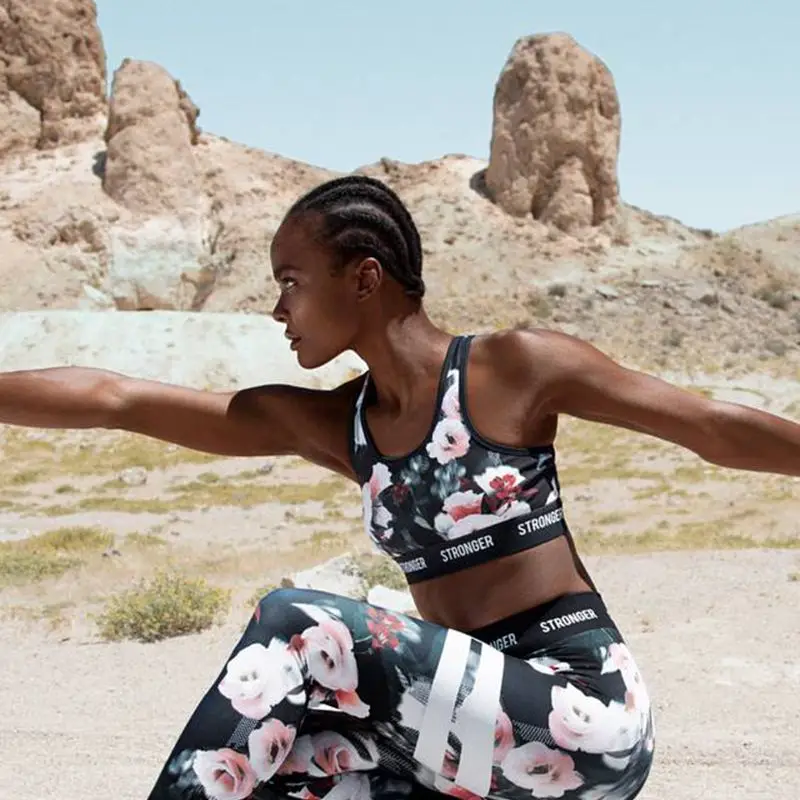 NAIKEWAY Black Rose Bodysuit and Vest Set Sports Underwear 2022 Hot Spring and Autumn Running Bodybuilding Yoga Bra