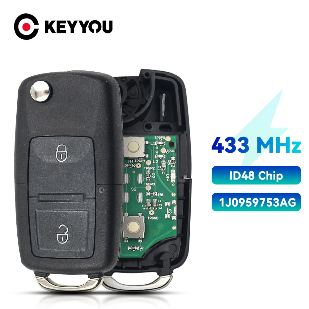KEYYOU дистанционный Автомобильный ключ для VW SKODA Fabia Superb Octavia 1J0959753AG/5FA008399-00 753AG 2000 - 2008