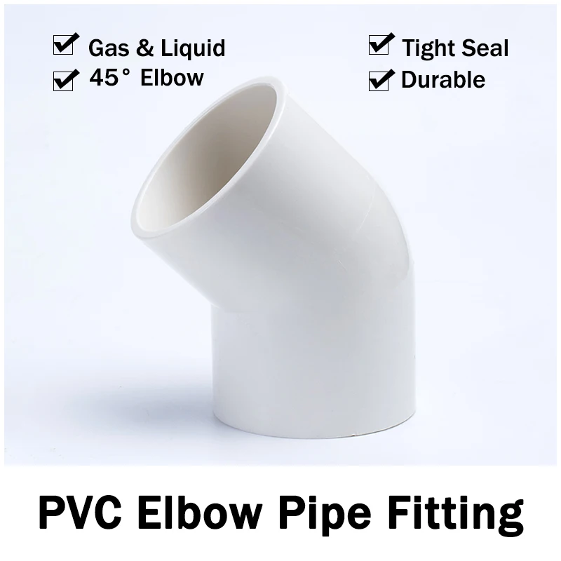 

PVC 45° Water Pipe Fittings Elbow 20~200mm Inner Equal Diameter Connectors Plastic Joint Tube Coupler Adapter Garden Adapter