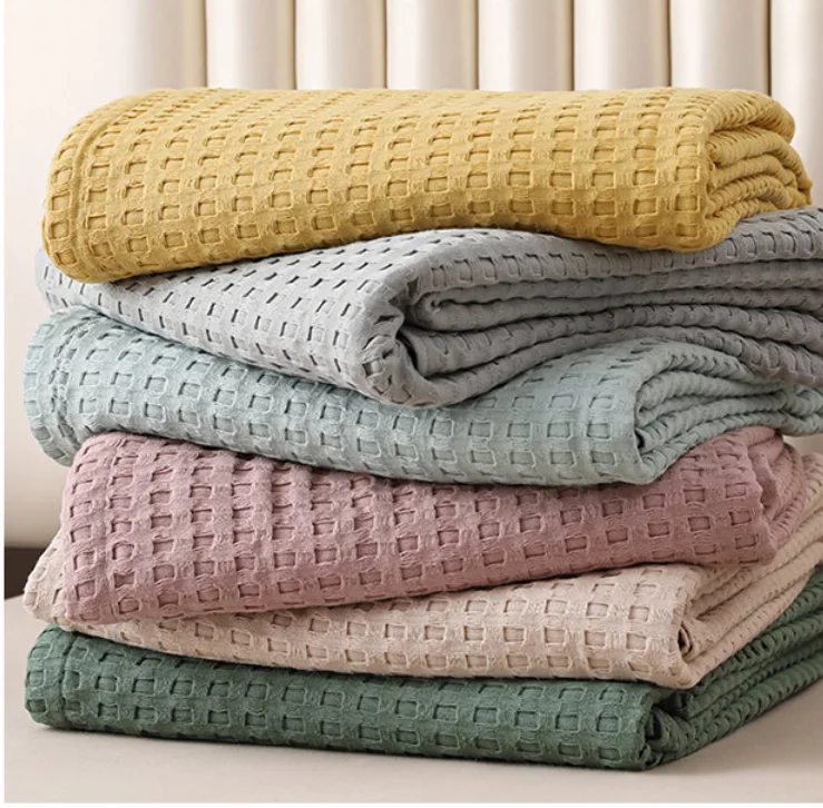 

Plaid Cotton Towel Quilt Cotton Gauze Blanket Lunch Break Towel Blanket Summer Cool Quilt BreathableTowel Quilt Cooling Blanket