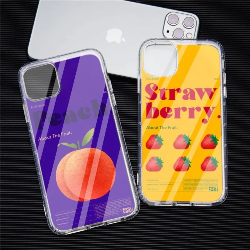 

Fashion Fruit Poster Cute Phone Case FOR IPhone 14 13 12 11 Pro Plus X 13 Pro MAX XR XS MINI Transparent Covers