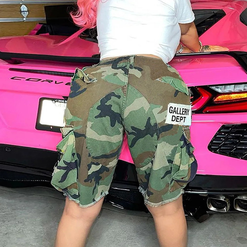 

Xiktop Camo Shorts y2k New in High Quality Summer Fashion Casual Baggy Women Camouflage Cargo Half Pants with Pocket Wholesale
