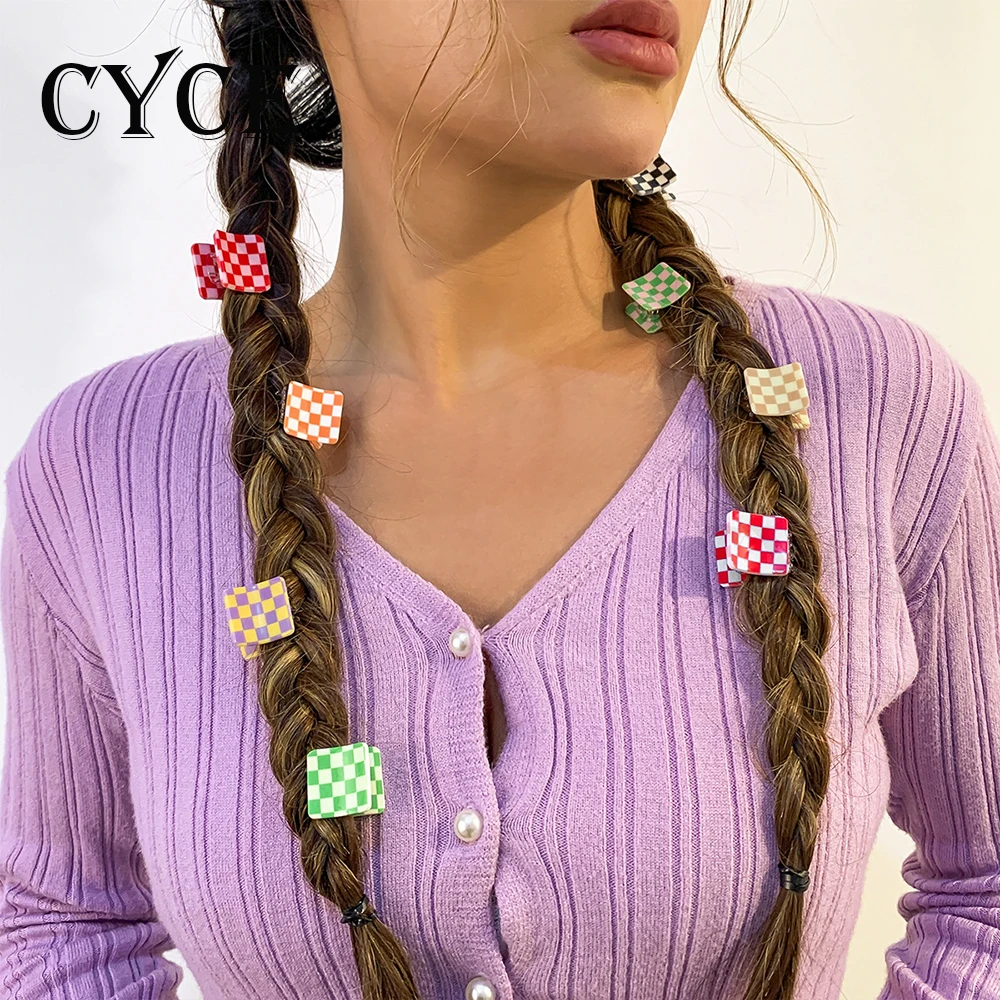 

2022 Simple Acrylic Checkerboard Square Hairpin French Lazy Geometric Catch Clip All-match Hair Clip Fashion Jewelry Accessories