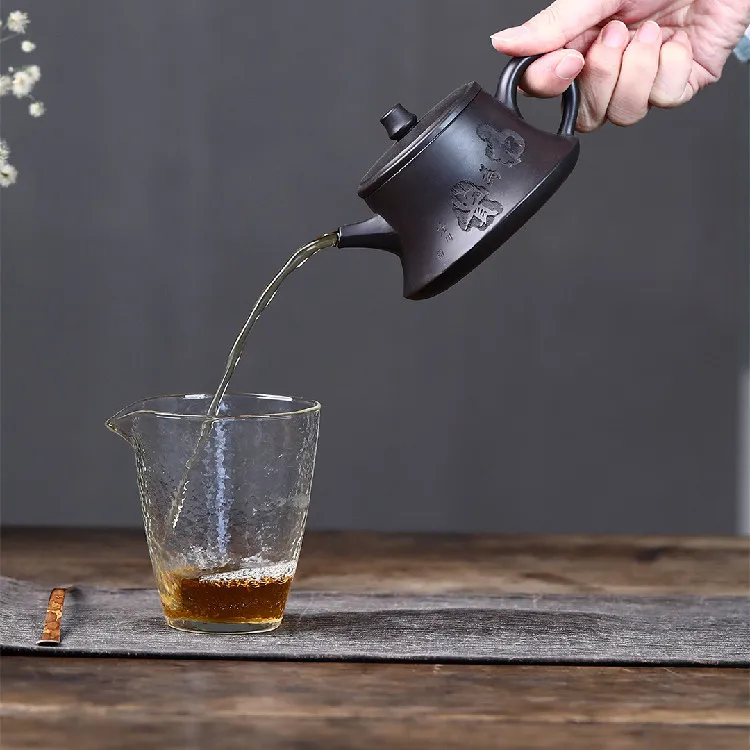 Высокое качество Исин фиолетовый глиняный чайник руда черный ручной работы Hewei