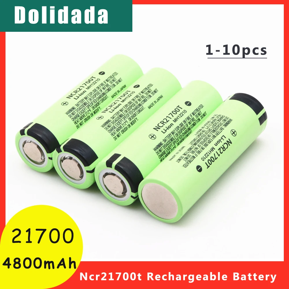 

1-10pcs 21700 Ncr21700t Battery Lithium Rechargeable Batteries 4800mah 3.7 V Li-ion Bateria For Flashlight Electric Vehicle