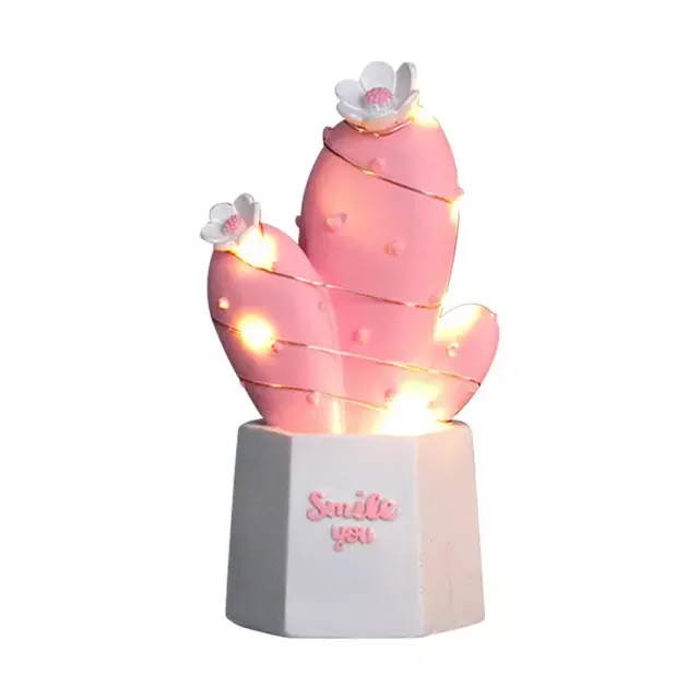 Cactus Led Night Light Cute Table Lamps Baby Kids Bedroom Decor Night Light Crafts Home Decoration Lighting