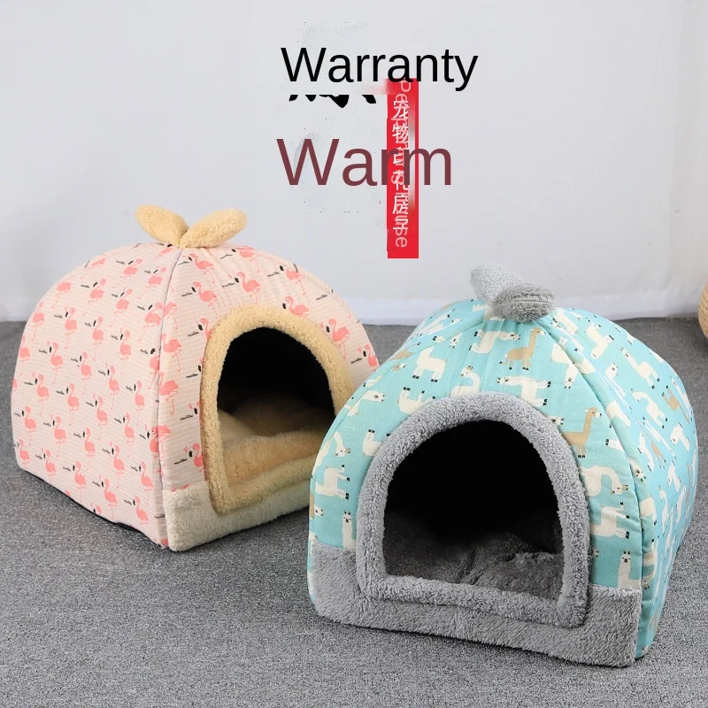 

The new type of pet enclosed warm sponge kennel for cats and kennels Binaural Mongolian house pet kennel with raw edges