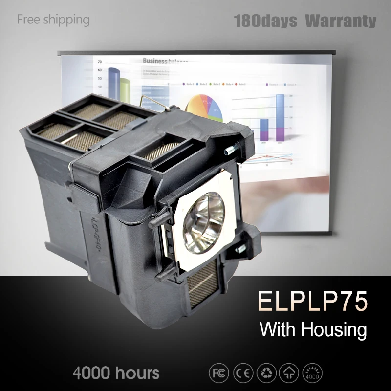 

Replacement Projector Lamp ELPLP75 for EPSON PowerLite EB-1940W 1945W 1950 1955 1960 1965 With Compatible Housing