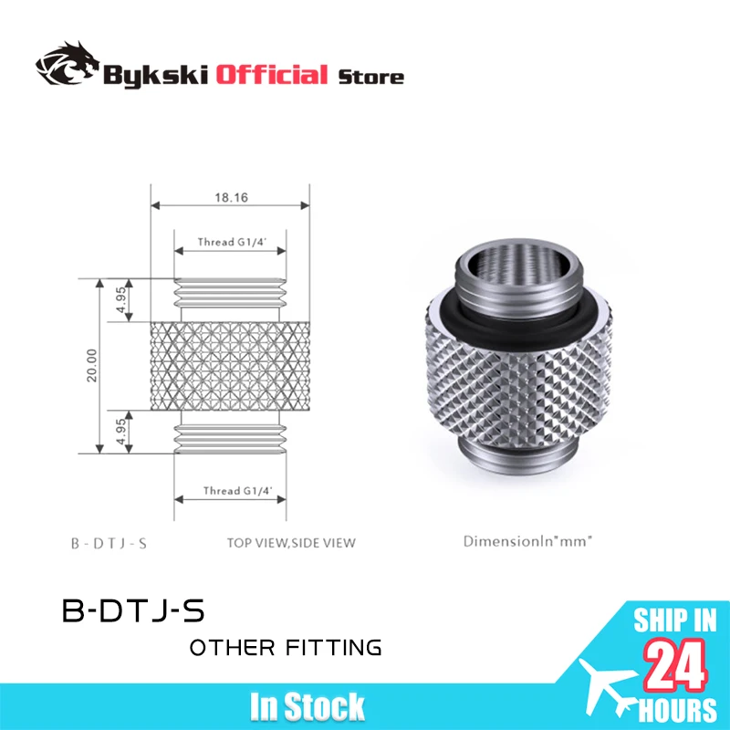 Фото BYKSKI B-DTJ-S G1/4 ''To G1/4'' двойное наружное соединение с резьбой, двойной переходник с наружной резьбой, разъем 4,5 мм для водяного охлаждения №1