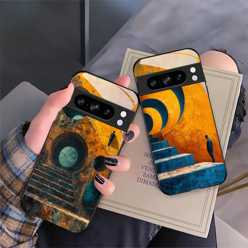 Абстрактный персонаж для Google Pixel 8 P ixel 7 Pi xel 7A Pix el 8A G oogle 9 9A 9Pro Pixe l 9Pr o XL Черный