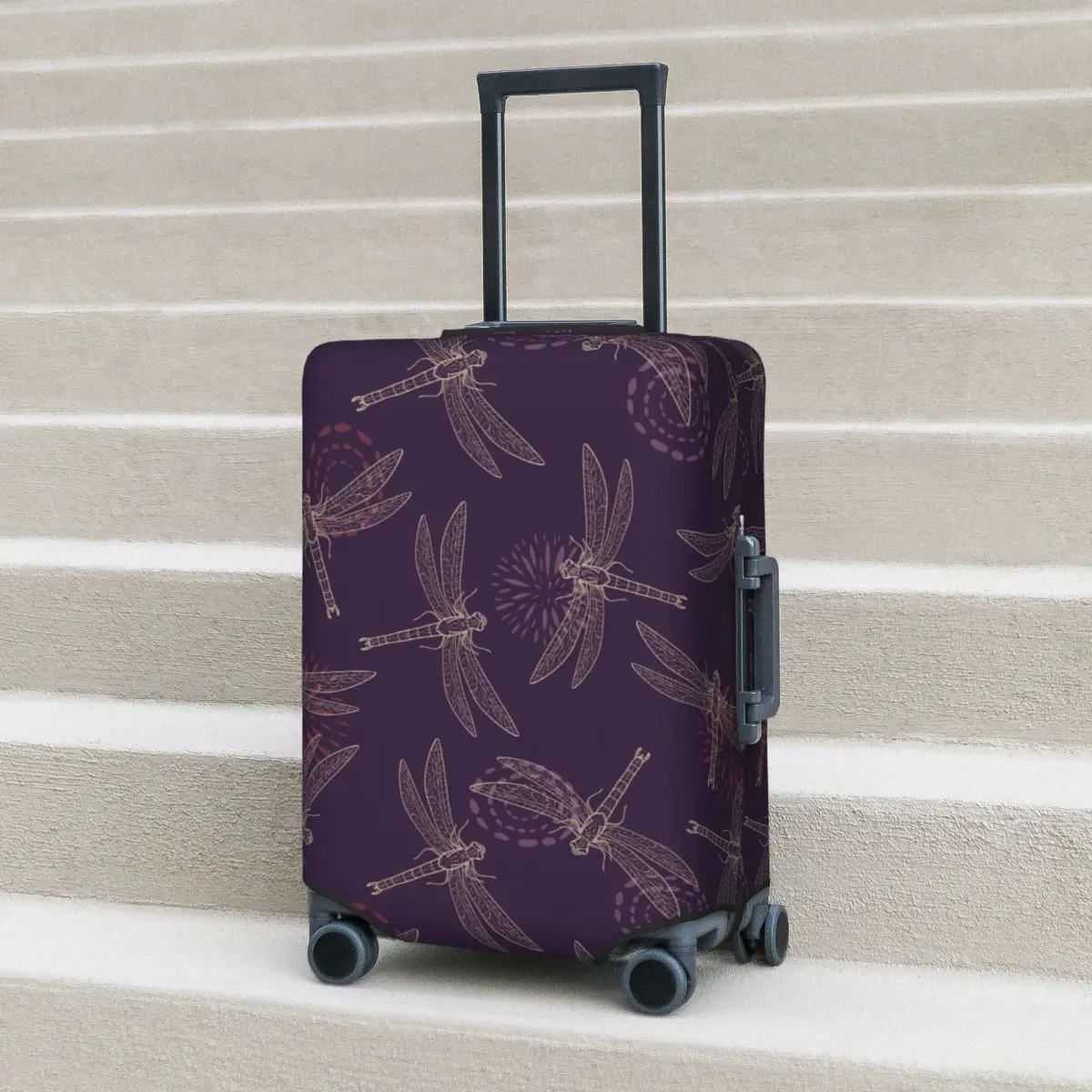 

Dragonfly Illustration Suitcase Cover Colorful Animal Cute Cruise Trip Flight Elastic Luggage Accesories Protector