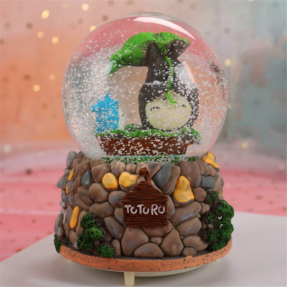 Totoro музыкальная шкатулка в виде хрустального шара автоматический плавающий снег