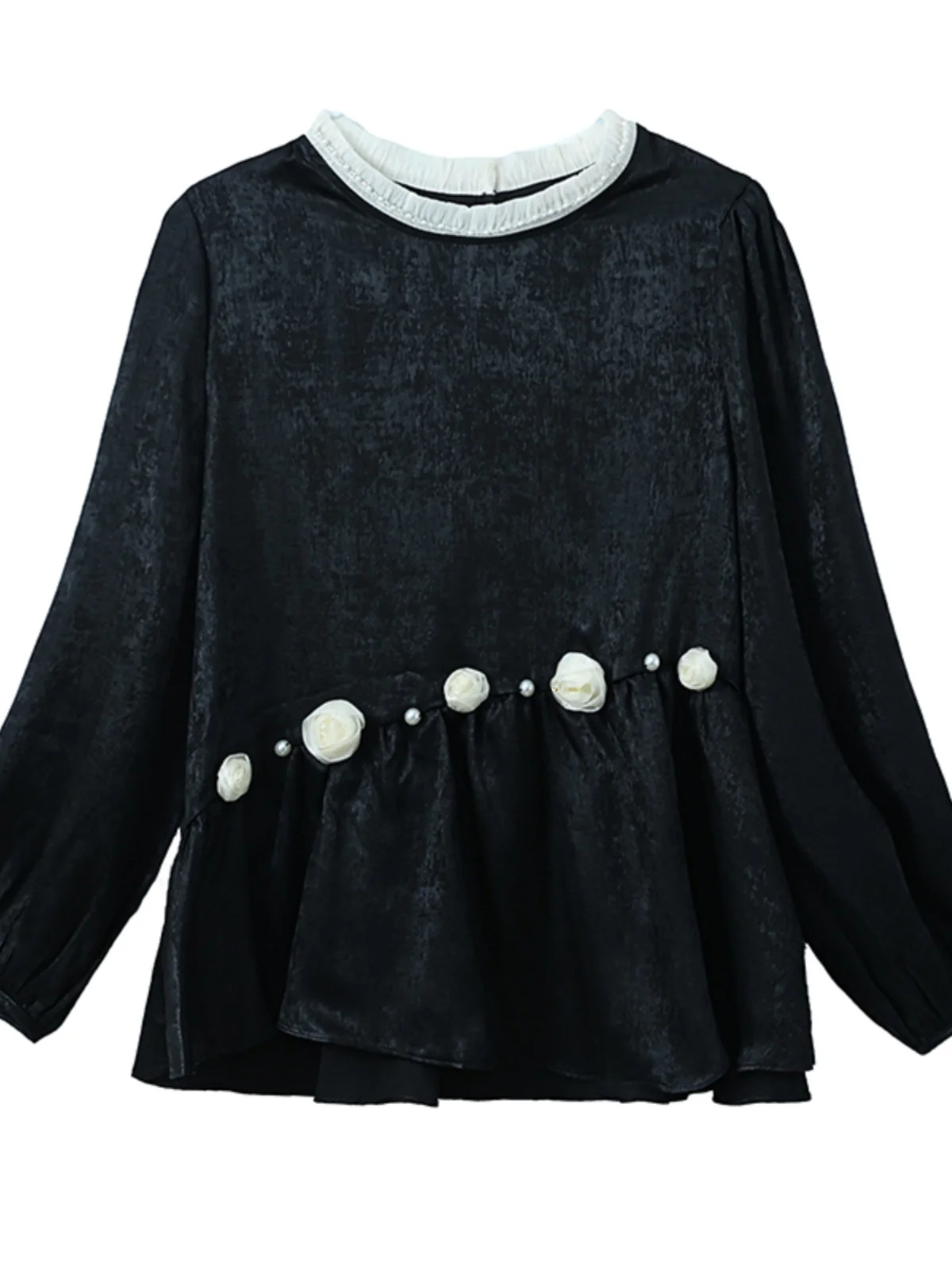 Сентябрьская модная рубашка Momo с декоративным цветком и бисером женская одежда