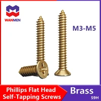 pure brass m3 m3 5 m4 m5 cross recessed countersunk self tapping screw phillips flat round head self tapping screws wood screw