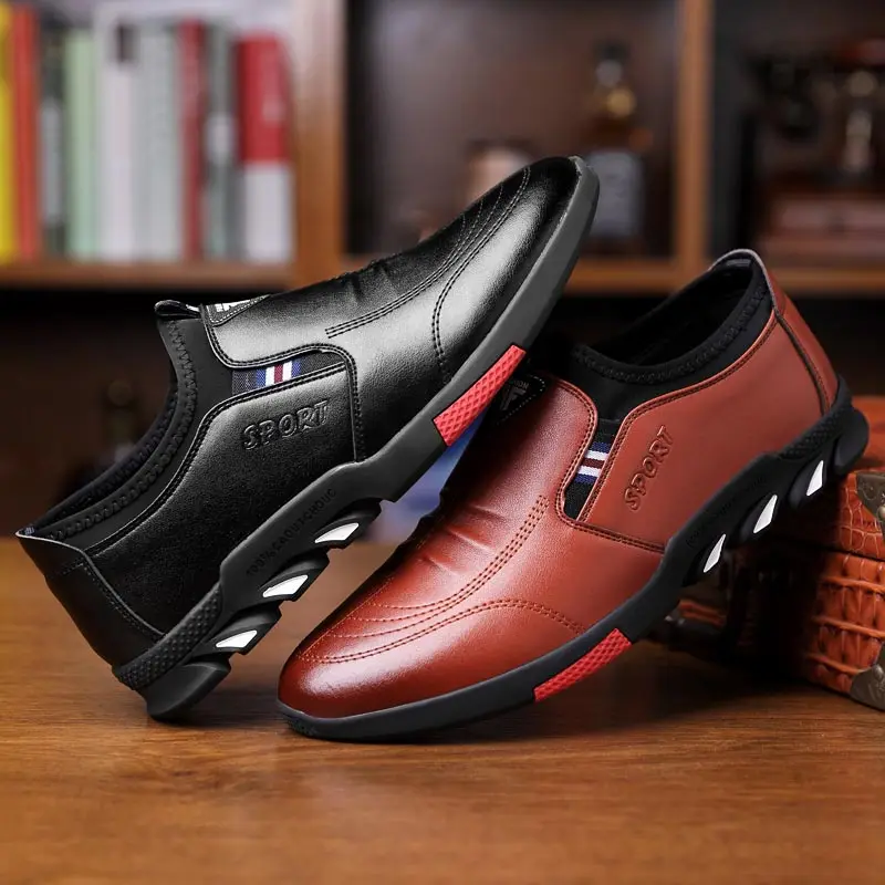 

PU leather men sneakers high end slip on Child running shoes sports sport Luxury moccasin lightweight teniz trending